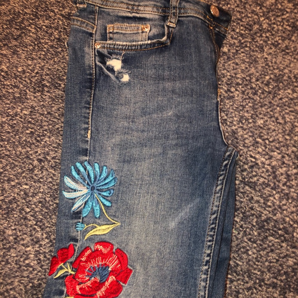 Zara floral low waisted jeans